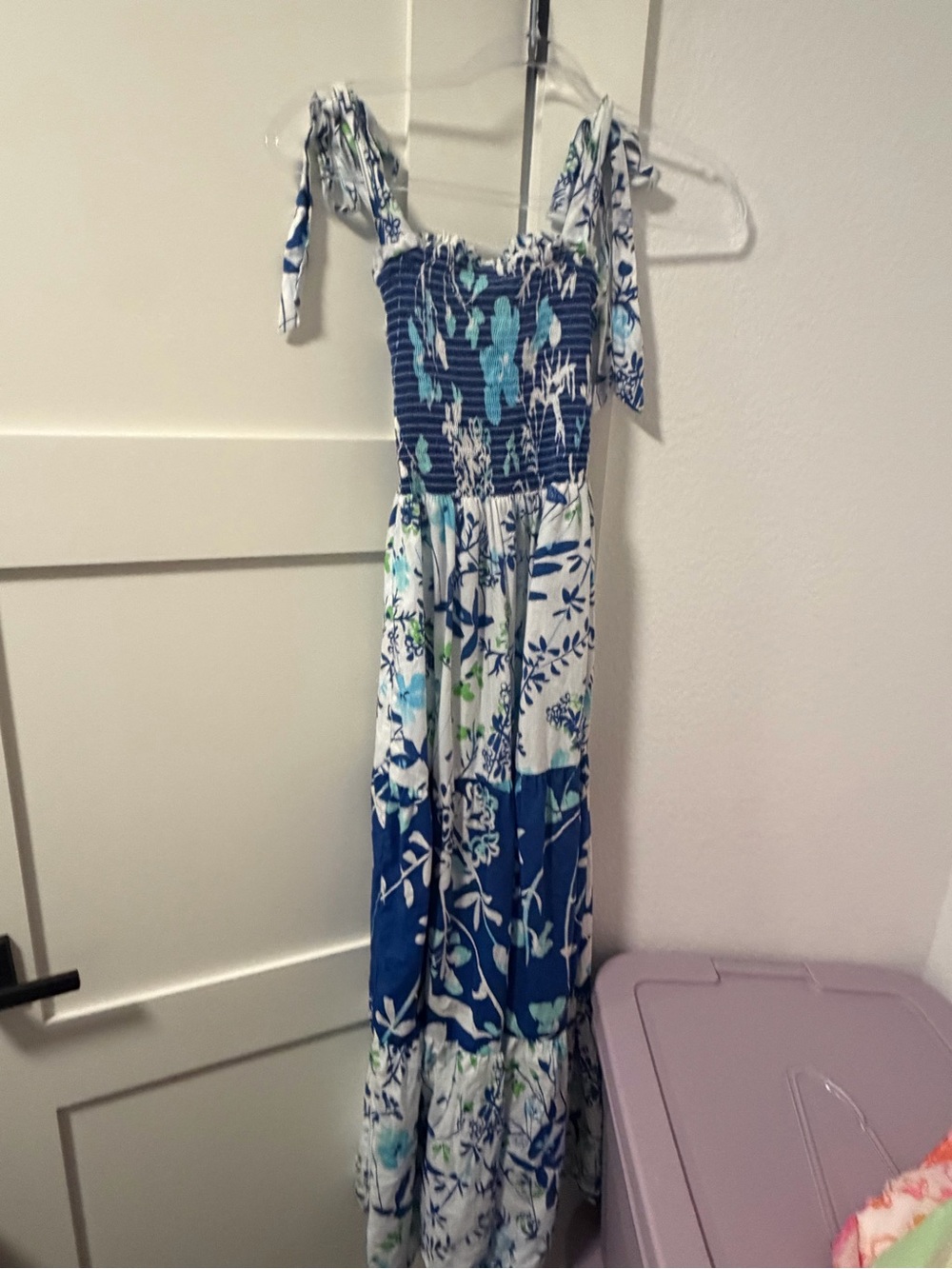 Lilly Pulitzer Blue & White Floral Tiered Maxi Dress